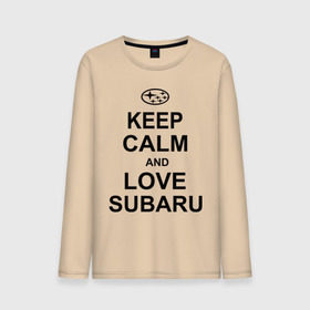 Мужской лонгслив хлопок с принтом keep calm and love subaru в Санкт-Петербурге, 100% хлопок |  | Тематика изображения на принте: автомобили | машины | сохраняй спокойствие и люби субару | субарик | тачки