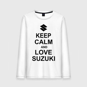 Мужской лонгслив хлопок с принтом keep calm and love suzuki в Санкт-Петербурге, 100% хлопок |  | автомобили | машины | сохраняй спокойствие и люби сузуки | тачки