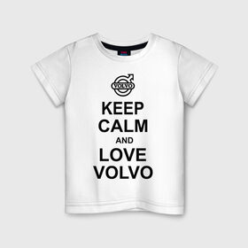 Детская футболка хлопок с принтом keep calm and love volvo в Санкт-Петербурге, 100% хлопок | круглый вырез горловины, полуприлегающий силуэт, длина до линии бедер | Тематика изображения на принте: автолюбителю | автомобиль | вольво | машина | прикольная надпись | тачка