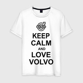 Мужская футболка хлопок с принтом keep calm and love volvo в Санкт-Петербурге, 100% хлопок | прямой крой, круглый вырез горловины, длина до линии бедер, слегка спущенное плечо. | Тематика изображения на принте: автолюбителю | автомобиль | вольво | машина | прикольная надпись | тачка
