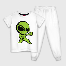 Детская пижама хлопок с принтом Пришелец в Санкт-Петербурге, 100% хлопок |  брюки и футболка прямого кроя, без карманов, на брюках мягкая резинка на поясе и по низу штанин
 | зеленый человечек | инопланетянин