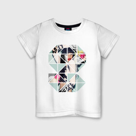 Детская футболка хлопок с принтом Geometric photo в Санкт-Петербурге, 100% хлопок | круглый вырез горловины, полуприлегающий силуэт, длина до линии бедер | geometric | геометрик | девушка в геометрий | девушка с цветами