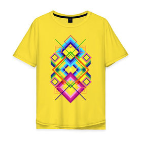 Мужская футболка хлопок Oversize с принтом Geometric drawing в Санкт-Петербурге, 100% хлопок | свободный крой, круглый ворот, “спинка” длиннее передней части | 