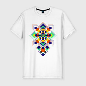Мужская футболка премиум с принтом Summer geometry в Санкт-Петербурге, 92% хлопок, 8% лайкра | приталенный силуэт, круглый вырез ворота, длина до линии бедра, короткий рукав | геометрия | ромбики | узоры | фигуры