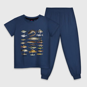 Детская пижама хлопок с принтом Популярные виды рыб в Санкт-Петербурге, 100% хлопок |  брюки и футболка прямого кроя, без карманов, на брюках мягкая резинка на поясе и по низу штанин
 | рыба | рыбалка | рыбачить | туризм | туристические | туристу | улов