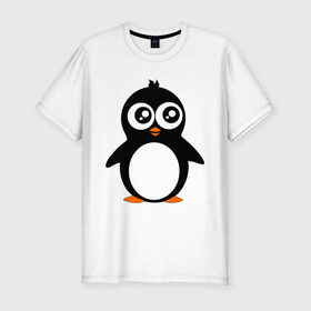 Мужская футболка премиум с принтом Милый пингвин. в Санкт-Петербурге, 92% хлопок, 8% лайкра | приталенный силуэт, круглый вырез ворота, длина до линии бедра, короткий рукав | животные | милые создания | пингвинчик