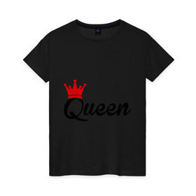 Женская футболка хлопок с принтом Королева в Санкт-Петербурге, 100% хлопок | прямой крой, круглый вырез горловины, длина до линии бедер, слегка спущенное плечо | queen | корона | царица