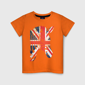 Детская футболка хлопок с принтом Британская зебра в Санкт-Петербурге, 100% хлопок | круглый вырез горловины, полуприлегающий силуэт, длина до линии бедер | Тематика изображения на принте: dtg | england | англия | британия | британский флаг | великобритания | животные | прикольные картинки