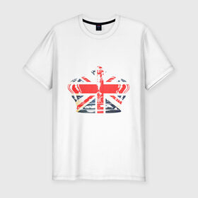 Мужская футболка премиум с принтом Корона, флаг Британии в Санкт-Петербурге, 92% хлопок, 8% лайкра | приталенный силуэт, круглый вырез ворота, длина до линии бедра, короткий рукав | dtg | england | англия | британия | британский флаг | великобритания | прикольные картинки