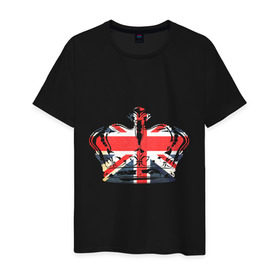 Мужская футболка хлопок с принтом Корона, флаг Британии в Санкт-Петербурге, 100% хлопок | прямой крой, круглый вырез горловины, длина до линии бедер, слегка спущенное плечо. | Тематика изображения на принте: dtg | england | англия | британия | британский флаг | великобритания | прикольные картинки