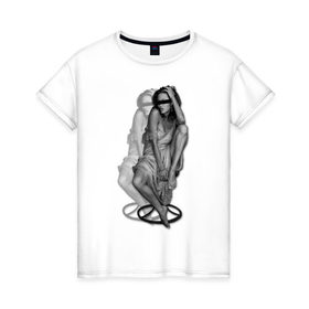 Женская футболка хлопок с принтом Анджелина Джоли в Санкт-Петербурге, 100% хлопок | прямой крой, круглый вырез горловины, длина до линии бедер, слегка спущенное плечо | jolie | девушка | знаменитости | знаменитые личности | селебрити | суперзвезда | тело | фигура