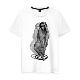 Мужская футболка хлопок с принтом Анджелина Джоли в Санкт-Петербурге, 100% хлопок | прямой крой, круглый вырез горловины, длина до линии бедер, слегка спущенное плечо. | jolie | девушка | знаменитости | знаменитые личности | селебрити | суперзвезда | тело | фигура
