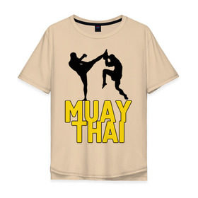 Мужская футболка хлопок Oversize с принтом Муай тай (Muay Thai). в Санкт-Петербурге, 100% хлопок | свободный крой, круглый ворот, “спинка” длиннее передней части | бойцы | бокс | боксеры | спортивные | тайский бокс