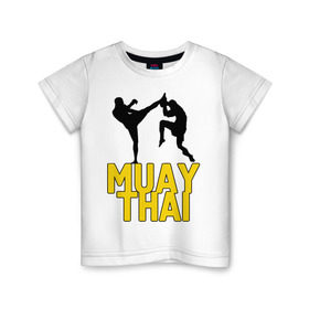 Детская футболка хлопок с принтом Муай тай (Muay Thai). в Санкт-Петербурге, 100% хлопок | круглый вырез горловины, полуприлегающий силуэт, длина до линии бедер | бойцы | бокс | боксеры | спортивные | тайский бокс
