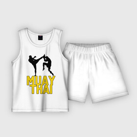 Детская пижама с шортами хлопок с принтом Муай тай (Muay Thai). в Санкт-Петербурге,  |  | бойцы | бокс | боксеры | спортивные | тайский бокс
