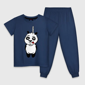 Детская пижама хлопок с принтом Панда повесилась. в Санкт-Петербурге, 100% хлопок |  брюки и футболка прямого кроя, без карманов, на брюках мягкая резинка на поясе и по низу штанин
 | панда