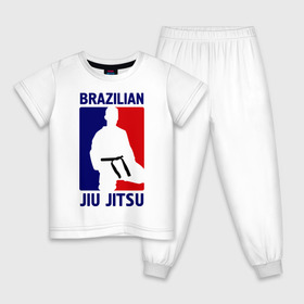 Детская пижама хлопок с принтом Джиу-джитсу (Jiu jitsu) в Санкт-Петербурге, 100% хлопок |  брюки и футболка прямого кроя, без карманов, на брюках мягкая резинка на поясе и по низу штанин
 | Тематика изображения на принте: brazilian | бой | джиу джитсу | карате | черный пояс