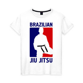 Женская футболка хлопок с принтом Джиу-джитсу (Jiu jitsu) в Санкт-Петербурге, 100% хлопок | прямой крой, круглый вырез горловины, длина до линии бедер, слегка спущенное плечо | brazilian | бой | джиу джитсу | карате | черный пояс