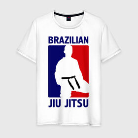 Мужская футболка хлопок с принтом Джиу-джитсу (Jiu jitsu) в Санкт-Петербурге, 100% хлопок | прямой крой, круглый вырез горловины, длина до линии бедер, слегка спущенное плечо. | brazilian | бой | джиу джитсу | карате | черный пояс