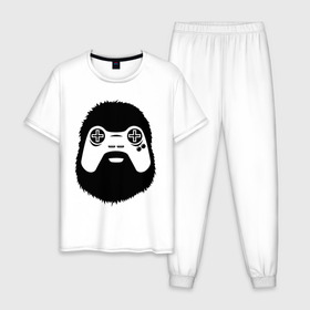Мужская пижама хлопок с принтом Геймер в Санкт-Петербурге, 100% хлопок | брюки и футболка прямого кроя, без карманов, на брюках мягкая резинка на поясе и по низу штанин
 | joystick | видеоигры | джойстик | игры