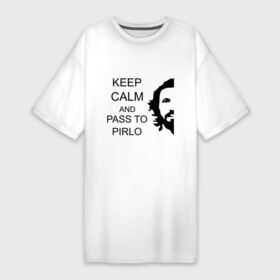 Платье-футболка хлопок с принтом Keep calm and pass to Pirlo в Санкт-Петербурге,  |  | мяч | пасуй | передача | пирло | спорт | спортивные | спортсмен | футбол | футболист