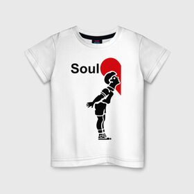 Детская футболка хлопок с принтом Soul Mate (родная душа). в Санкт-Петербурге, 100% хлопок | круглый вырез горловины, полуприлегающий силуэт, длина до линии бедер | для влюбленных | для двоих | любовь | парные | половинка | сердечко | сердце