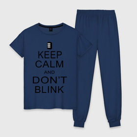 Женская пижама хлопок с принтом Dont blink в Санкт-Петербурге, 100% хлопок | брюки и футболка прямого кроя, без карманов, на брюках мягкая резинка на поясе и по низу штанин | dont blink | keep calm | телефонная будка