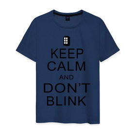 Мужская футболка хлопок с принтом Don`t blink в Санкт-Петербурге, 100% хлопок | прямой крой, круглый вырез горловины, длина до линии бедер, слегка спущенное плечо. | dont blink | keep calm | телефонная будка