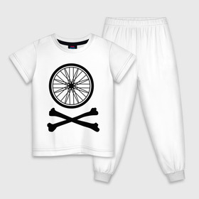 Детская пижама хлопок с принтом Bicycle в Санкт-Петербурге, 100% хлопок |  брюки и футболка прямого кроя, без карманов, на брюках мягкая резинка на поясе и по низу штанин
 | bicycle | две кости | колесо | колесо от велосипеда | кости | кости с колесом | перекошенные кости