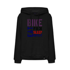 Мужская толстовка хлопок с принтом Bike eat sleep repeat в Санкт-Петербурге, френч-терри, мягкий теплый начес внутри (100% хлопок) | карман-кенгуру, эластичные манжеты и нижняя кромка, капюшон с подкладом и шнурком | Тематика изображения на принте: bicycle | bike | bike eat sleep repeat | eat | repeat | sleep | велик | велосипед | велосипедист