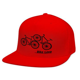 Кепка снепбек с прямым козырьком с принтом Bike Love в Санкт-Петербурге, хлопок 100% |  | bike love | байкерам | велосипеды | для байкеров | для мотоциклистов | мотоциклистам