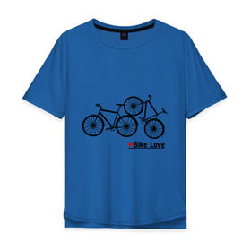 Мужская футболка хлопок Oversize с принтом Bike Love в Санкт-Петербурге, 100% хлопок | свободный крой, круглый ворот, “спинка” длиннее передней части | Тематика изображения на принте: bike love | байкерам | велосипеды | для байкеров | для мотоциклистов | мотоциклистам