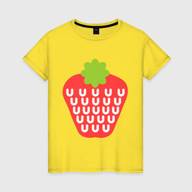 Женская футболка хлопок с принтом Вкусная клубничка в Санкт-Петербурге, 100% хлопок | прямой крой, круглый вырез горловины, длина до линии бедер, слегка спущенное плечо | еда | клубника | лето | фрукты | ягода | ягодка
