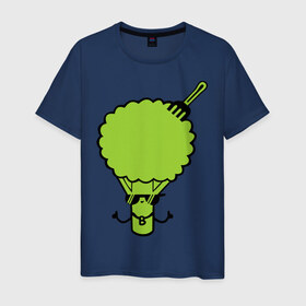 Мужская футболка хлопок с принтом Брокколи в Санкт-Петербурге, 100% хлопок | прямой крой, круглый вырез горловины, длина до линии бедер, слегка спущенное плечо. | Тематика изображения на принте: еда | капуста | овощ | прикольные картинки