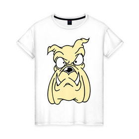 Женская футболка хлопок с принтом Злой пес в Санкт-Петербурге, 100% хлопок | прямой крой, круглый вырез горловины, длина до линии бедер, слегка спущенное плечо | бульдог | бультерьер | домашнее животное | животное | злой пес | пес | собака