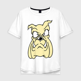 Мужская футболка хлопок Oversize с принтом Злой пес в Санкт-Петербурге, 100% хлопок | свободный крой, круглый ворот, “спинка” длиннее передней части | бульдог | бультерьер | домашнее животное | животное | злой пес | пес | собака