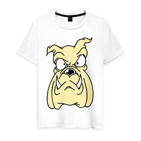Мужская футболка хлопок с принтом Злой пес в Санкт-Петербурге, 100% хлопок | прямой крой, круглый вырез горловины, длина до линии бедер, слегка спущенное плечо. | бульдог | бультерьер | домашнее животное | животное | злой пес | пес | собака