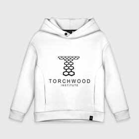 Детское худи Oversize хлопок с принтом Torchwood Institute в Санкт-Петербурге, френч-терри — 70% хлопок, 30% полиэстер. Мягкий теплый начес внутри —100% хлопок | боковые карманы, эластичные манжеты и нижняя кромка, капюшон на магнитной кнопке | Тематика изображения на принте: doctor | doctor who | torchwood | доктор | доктор кто | торчвуд