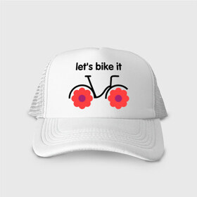 Кепка тракер с сеткой с принтом Цветочный велик в Санкт-Петербурге, трикотажное полотно; задняя часть — сетка | длинный козырек, универсальный размер, пластиковая застежка | Тематика изображения на принте: bike | lets bike it | ride | байк | велик | велогонщик | велопробег | велосипед | велосипедист | велоспорт | кататься | прокатись | цветок | цветы