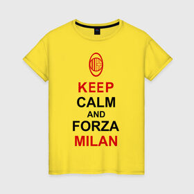 Женская футболка хлопок с принтом keep calm and Forza Milan в Санкт-Петербурге, 100% хлопок | прямой крой, круглый вырез горловины, длина до линии бедер, слегка спущенное плечо | болельщикам | матч | милан | спорт | фк | футбол | футбольный клуб