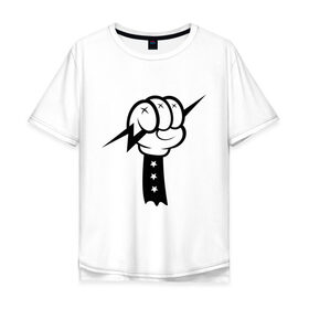 Мужская футболка хлопок Oversize с принтом Volt Hand в Санкт-Петербурге, 100% хлопок | свободный крой, круглый ворот, “спинка” длиннее передней части | swag | вольт | мультик | сваг | свэг