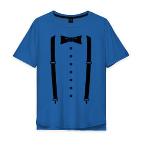 Мужская футболка хлопок Oversize с принтом Gentleman в Санкт-Петербурге, 100% хлопок | свободный крой, круглый ворот, “спинка” длиннее передней части | галстук | костюм | одежда | подтяжки | рубашка