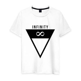 Мужская футболка хлопок с принтом Infinity Triangle в Санкт-Петербурге, 100% хлопок | прямой крой, круглый вырез горловины, длина до линии бедер, слегка спущенное плечо. | infinity | infinity triangle | swag | triangle | бесконечность | инфинити | свег | треугольник