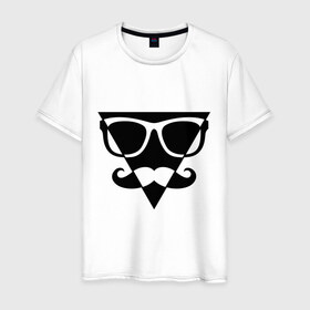 Мужская футболка хлопок с принтом Moustache Triangle в Санкт-Петербурге, 100% хлопок | прямой крой, круглый вырез горловины, длина до линии бедер, слегка спущенное плечо. | 