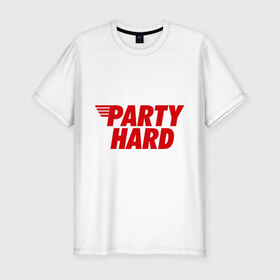 Мужская футболка премиум с принтом Party Hard в Санкт-Петербурге, 92% хлопок, 8% лайкра | приталенный силуэт, круглый вырез ворота, длина до линии бедра, короткий рукав | Тематика изображения на принте: hard | party | party hard | swag | sweg | сваг