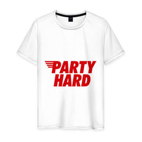 Мужская футболка хлопок с принтом Party Hard в Санкт-Петербурге, 100% хлопок | прямой крой, круглый вырез горловины, длина до линии бедер, слегка спущенное плечо. | Тематика изображения на принте: hard | party | party hard | swag | sweg | сваг