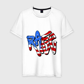 Мужская футболка хлопок с принтом Rage Like an American в Санкт-Петербурге, 100% хлопок | прямой крой, круглый вырез горловины, длина до линии бедер, слегка спущенное плечо. | 