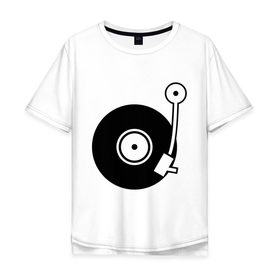 Мужская футболка хлопок Oversize с принтом Vinyl Mix в Санкт-Петербурге, 100% хлопок | свободный крой, круглый ворот, “спинка” длиннее передней части | dj | vinyl | винил | ди джей | диджей