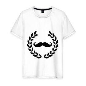 Мужская футболка хлопок с принтом Win Moustaches в Санкт-Петербурге, 100% хлопок | прямой крой, круглый вырез горловины, длина до линии бедер, слегка спущенное плечо. | 