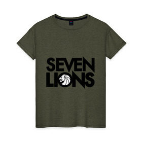 Женская футболка хлопок с принтом 7 Lions в Санкт-Петербурге, 100% хлопок | прямой крой, круглый вырез горловины, длина до линии бедер, слегка спущенное плечо | seven lions | лев | львы | семь | семь львов